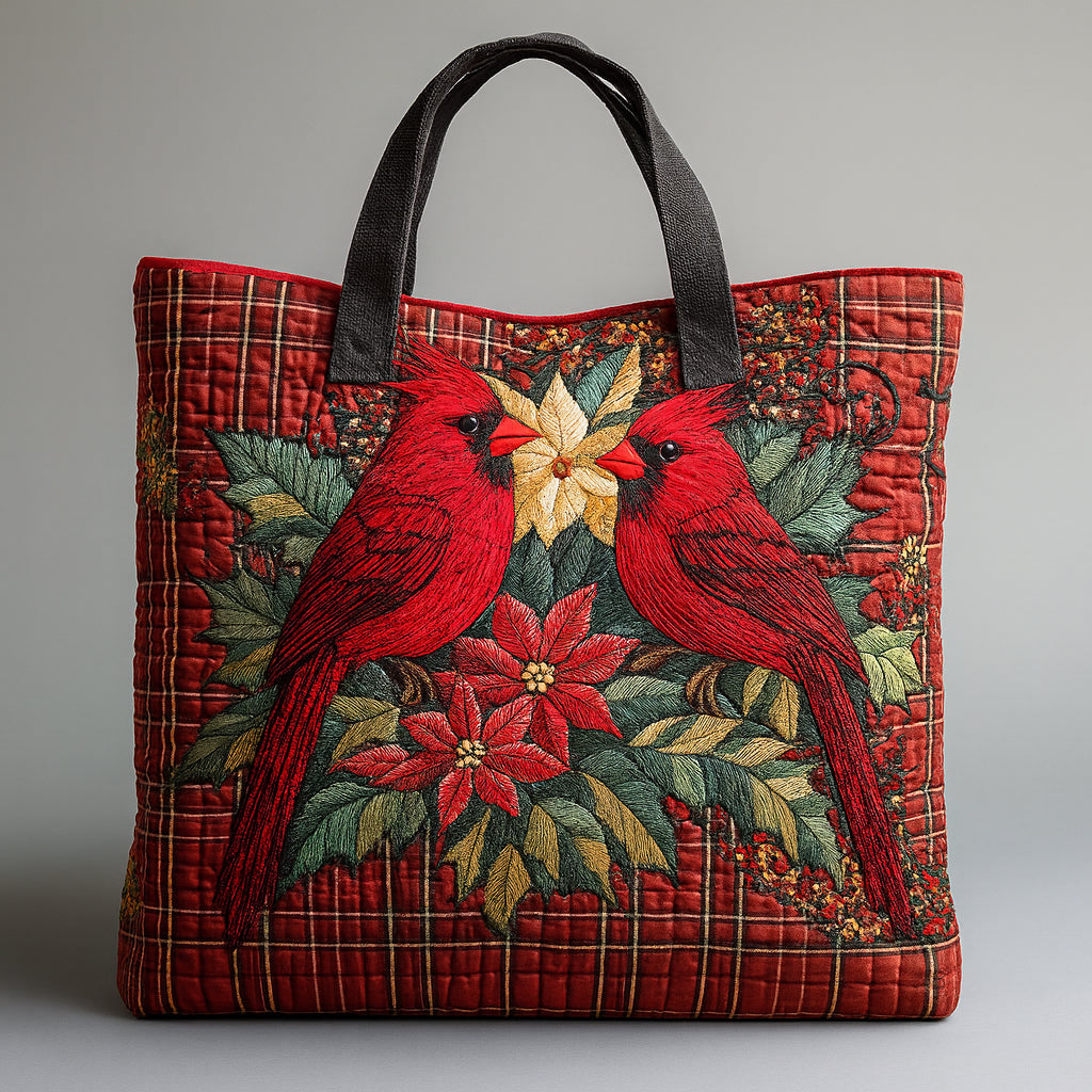 Cardinal Christmas Quilted Tote