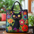 The Garden Keeper – Black Cat Quilted Tote Bag