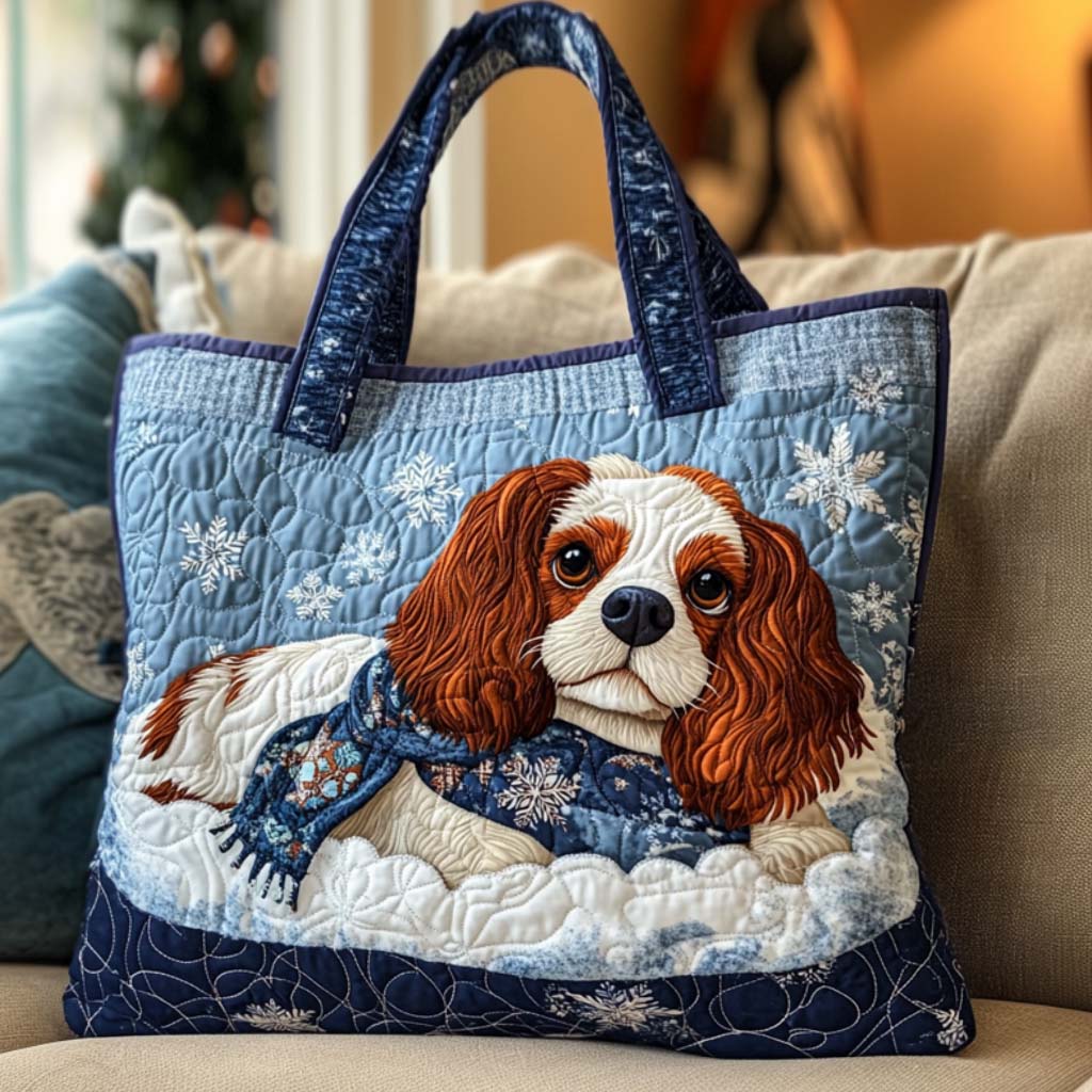Cozy Snowflake Cavalier Quilted Tote ❄️🐶
