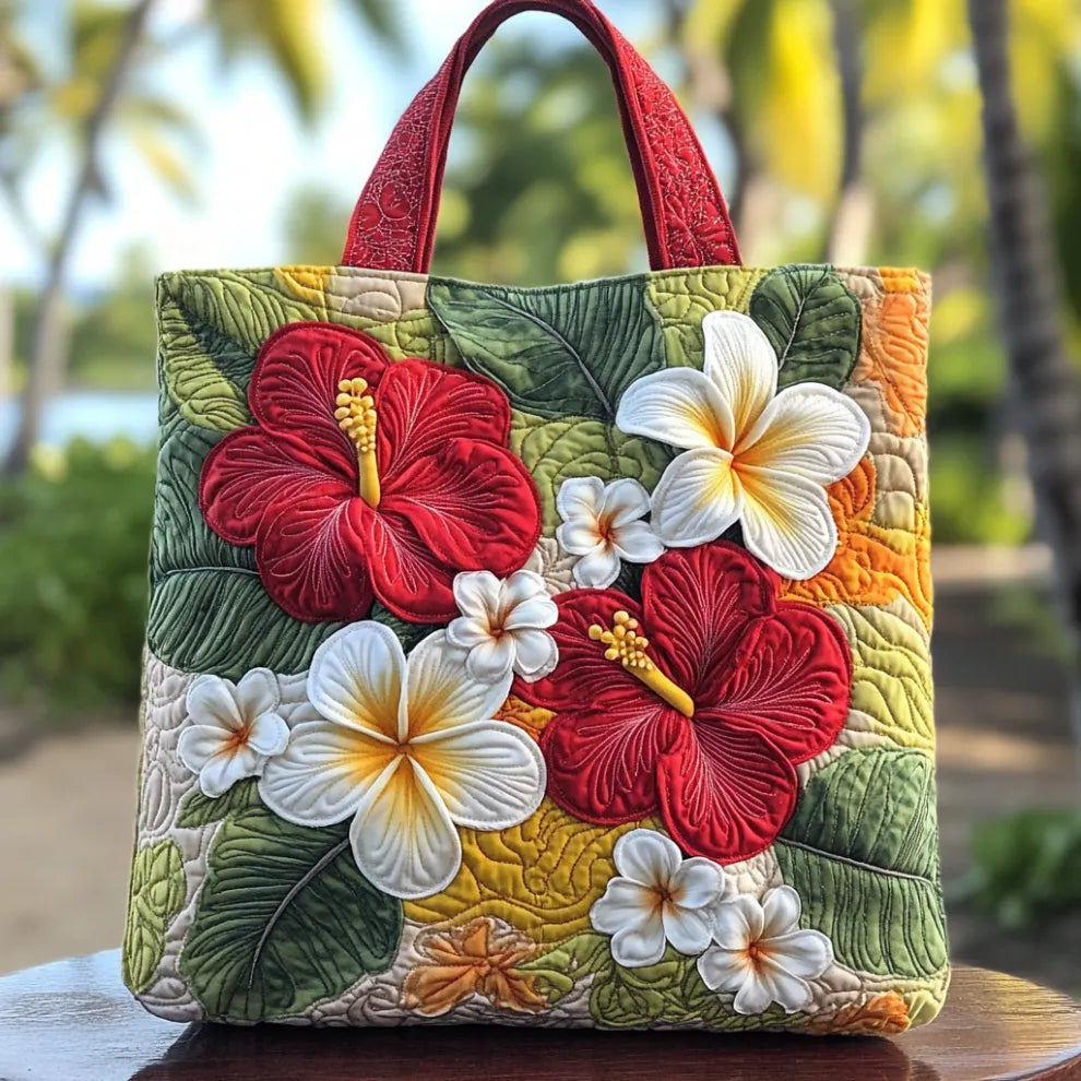 Island Hibiscus & Plumeria Quilted Tote 🌺🌴