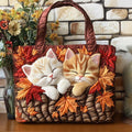 Autumn Basket Kittens Quilted Tote 🍁🐾