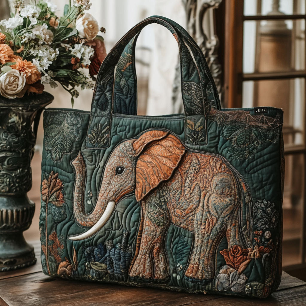Enchanted Forest Elephant Quilted Tote 🐘🌿