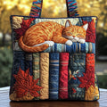 Autumn Library Cat Nap Quilted Tote 📚🐱