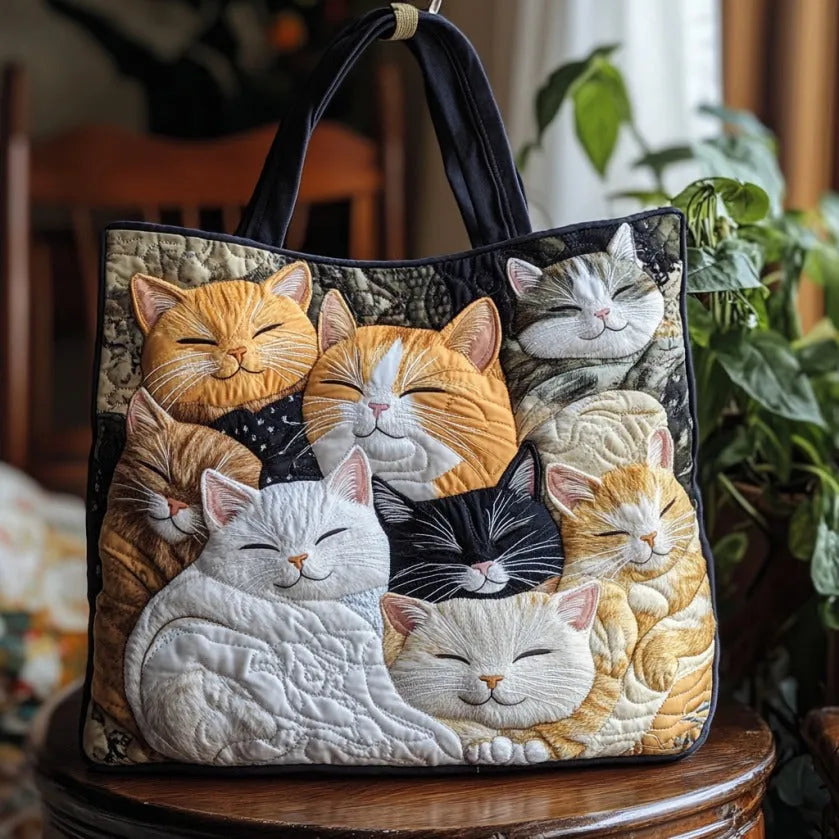 Cozy Companions – Quilted Cat Tote Bag
