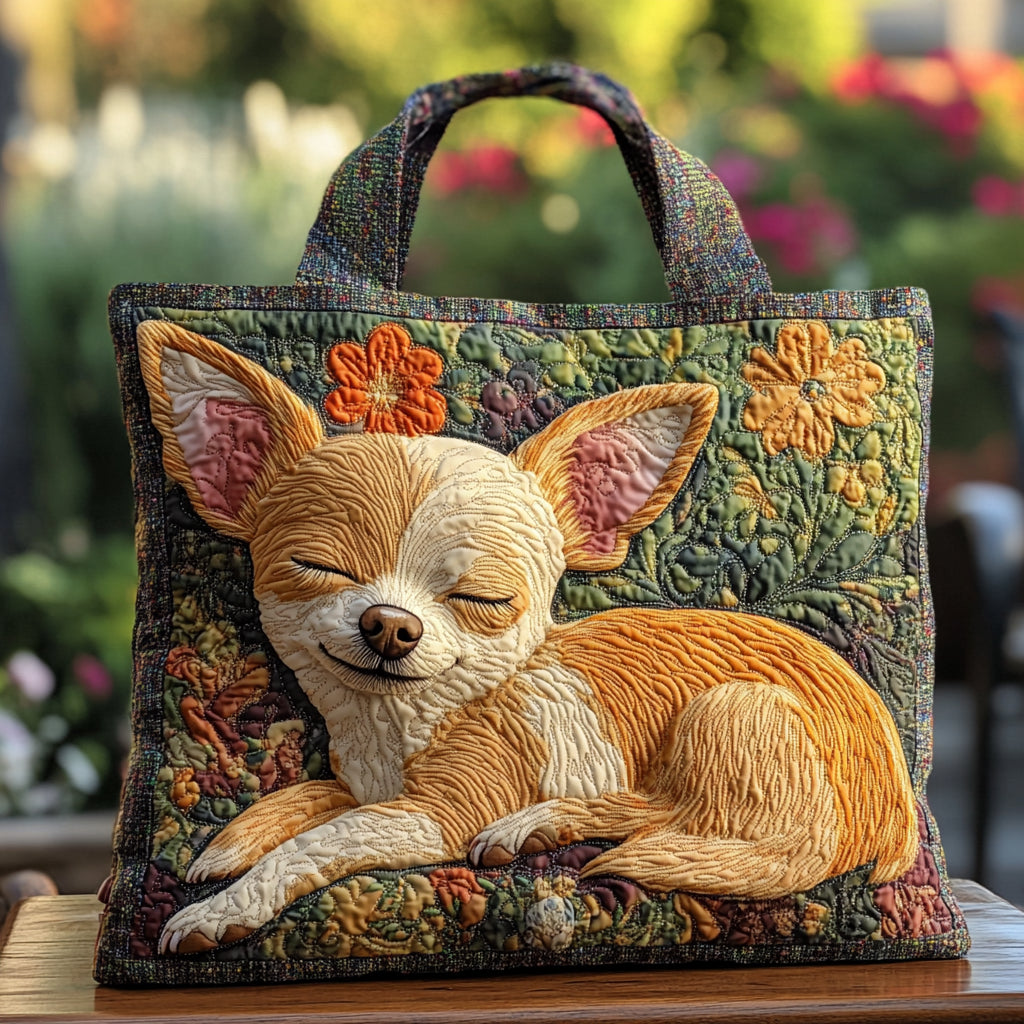 Garden Nap Chihuahua Quilted Tote 🐶🌼